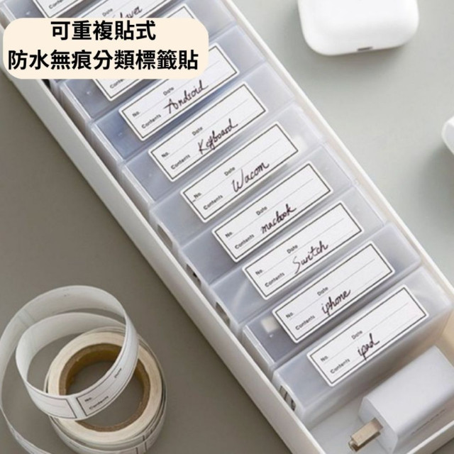 現貨 日本品牌  防水可重複貼式無痕分類標籤貼 150張 防油 防水 分類 標籤 可書寫